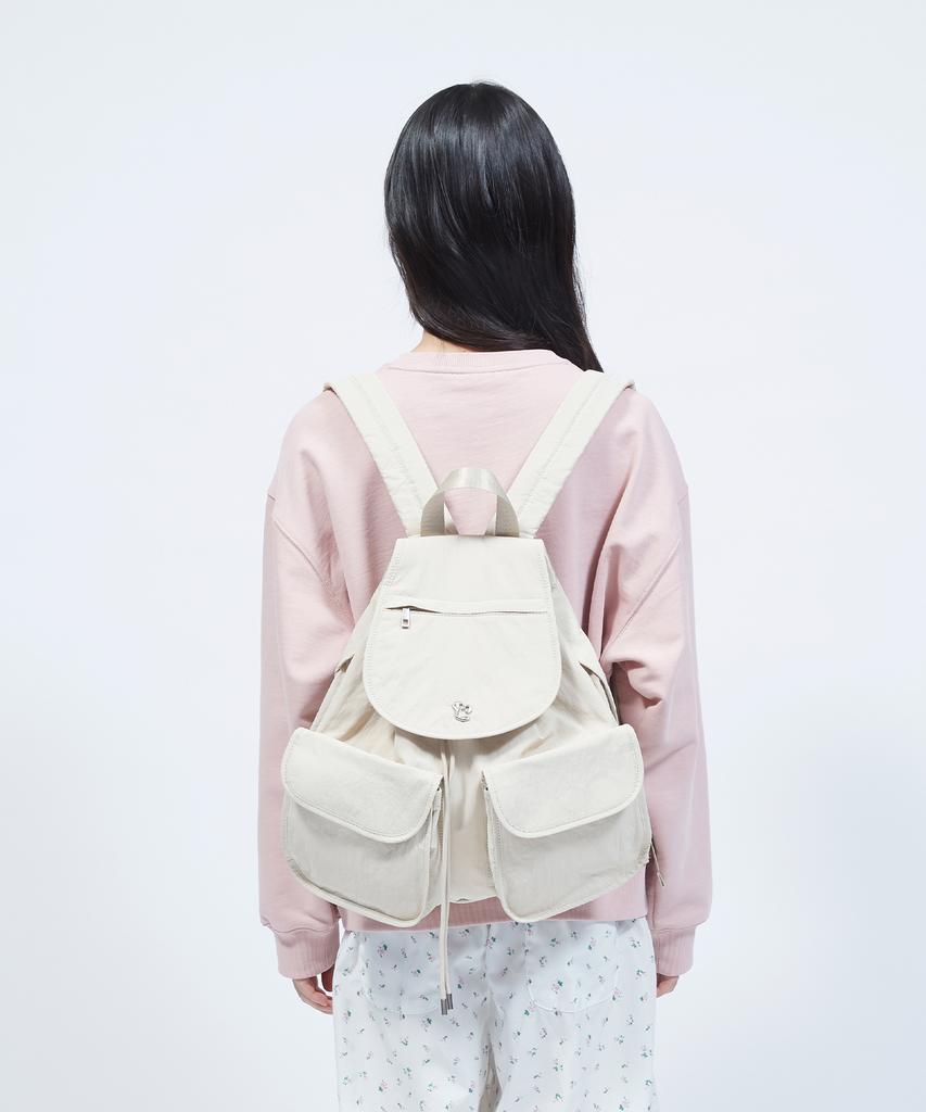 Lmr Floral Logo Light Two-Pocket Backpack Cream