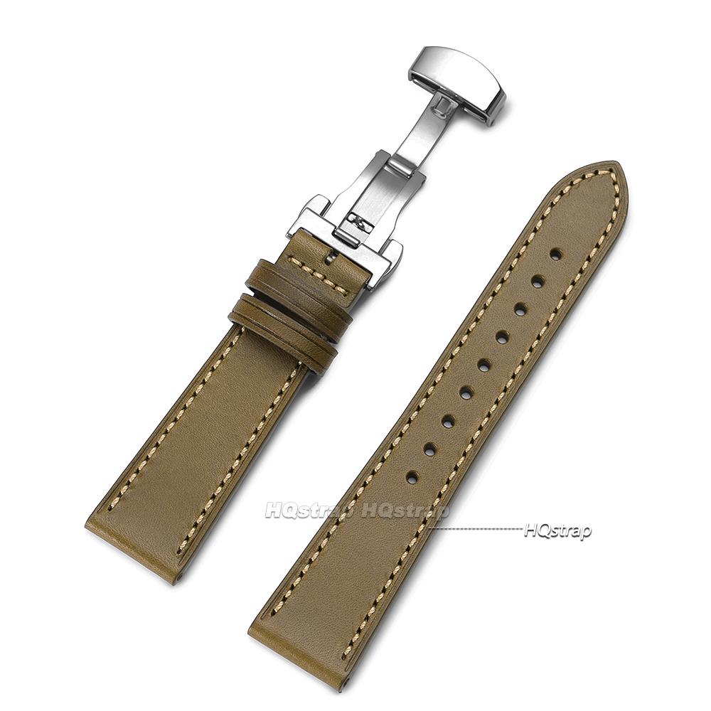 

Smooth Calfskin Leather Watch Band 20mm 22mm Straps Stainless Steel Butterfly Buckle Leather Bracelet Black Brown Wristband Belt 20mm