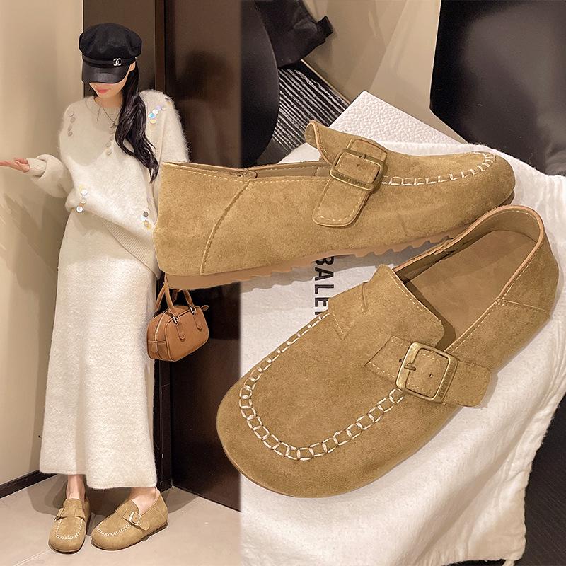 Retro Suede Round Toe Mary Janes with Hidden Heel & Soft Sole Loafers