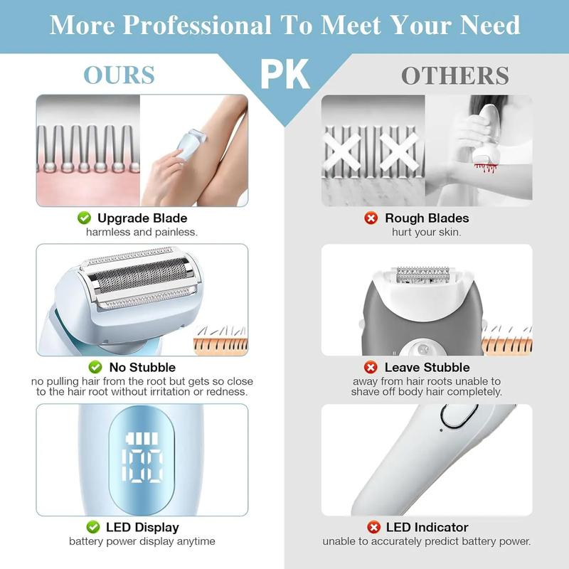 Electric Razors for Women 2 In 1 Bikini Trimmer Face Shavers Hair Removal for Underarms Legs Ladies Body Trimmer IPX7 Waterproof