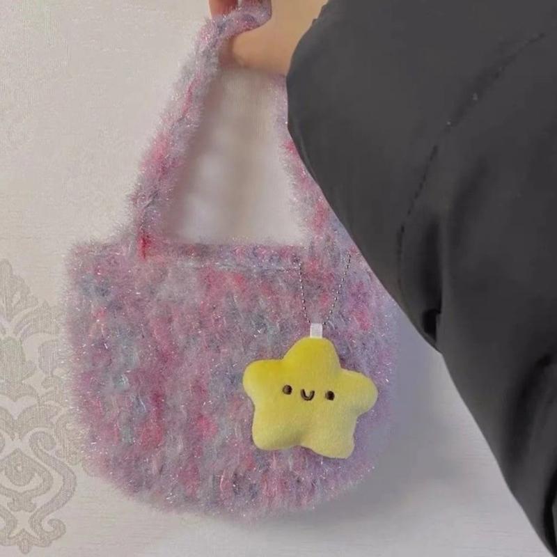 Cute Stars Plush Toy Doll Squeak Keychain Fluffy Soft Stuffed Toy Backpack Bag Pendant Charms Adorkable Gift For Kids Girlfriend