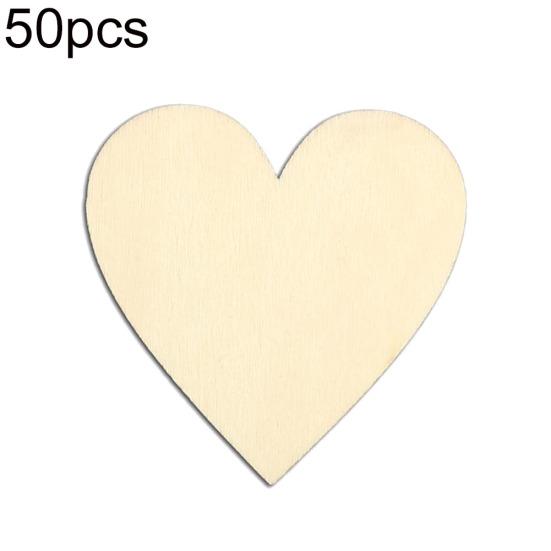 50Pcs 60mm Blank Wooden Love Heart Slices Plates DIY Wedding Crafts Ornaments