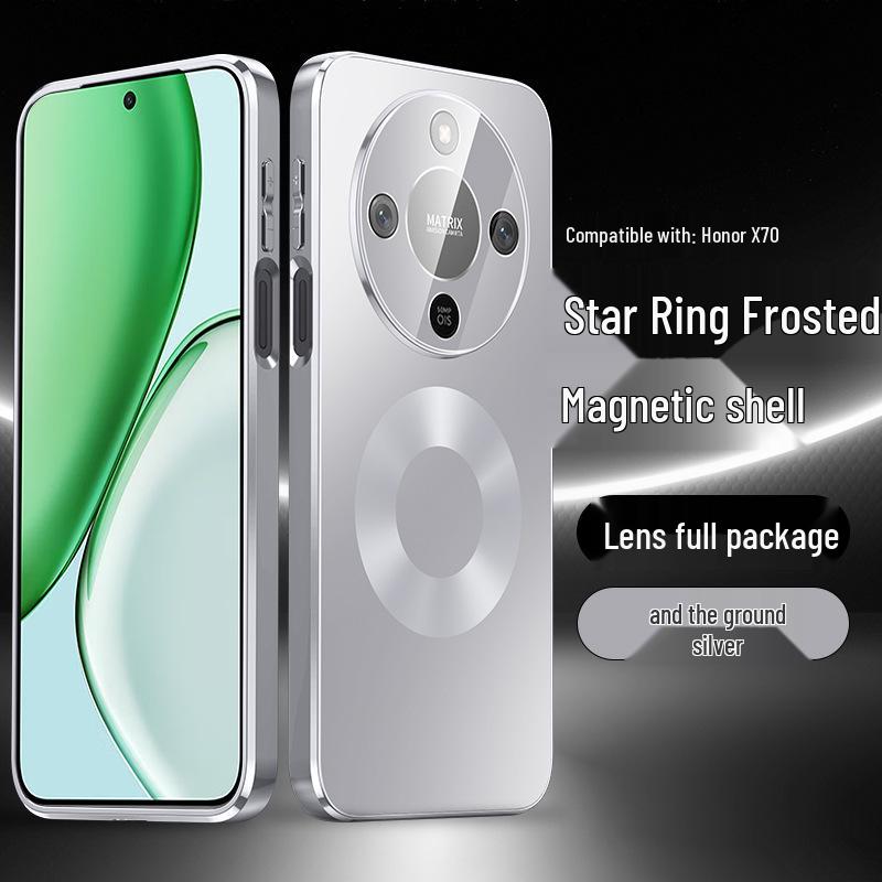 

Magnetic Ring Electroplated Phone Case for Honor X70 with Built-in Lens Honor X70