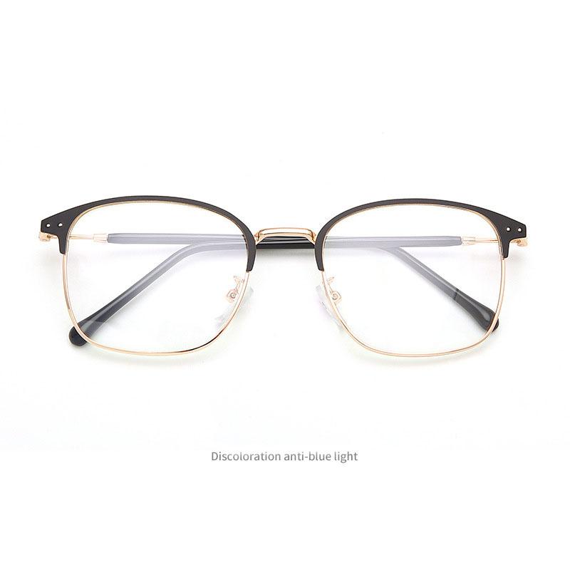 Photochromic Frameless Eyeglasses for Men Anti Radiation Computer Glasses Korean Fashion Rectangle Sunglasses