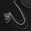 Unique Multi Layer Tassel Chain Brooch for Men Women Punk Personality Jewelry Accessory for Costume Formal Wear