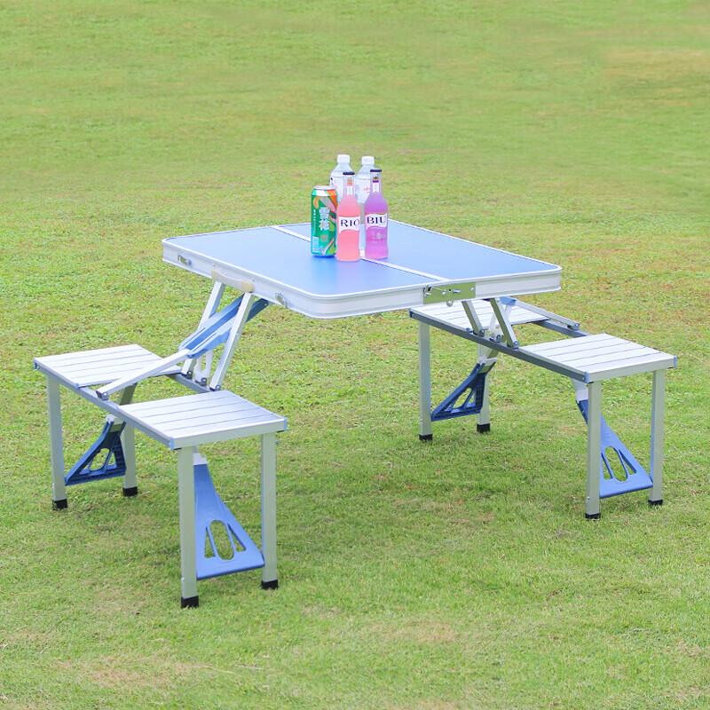 Tri-polar Outdoor Aluminum Integrated Folding Table and Chair Set