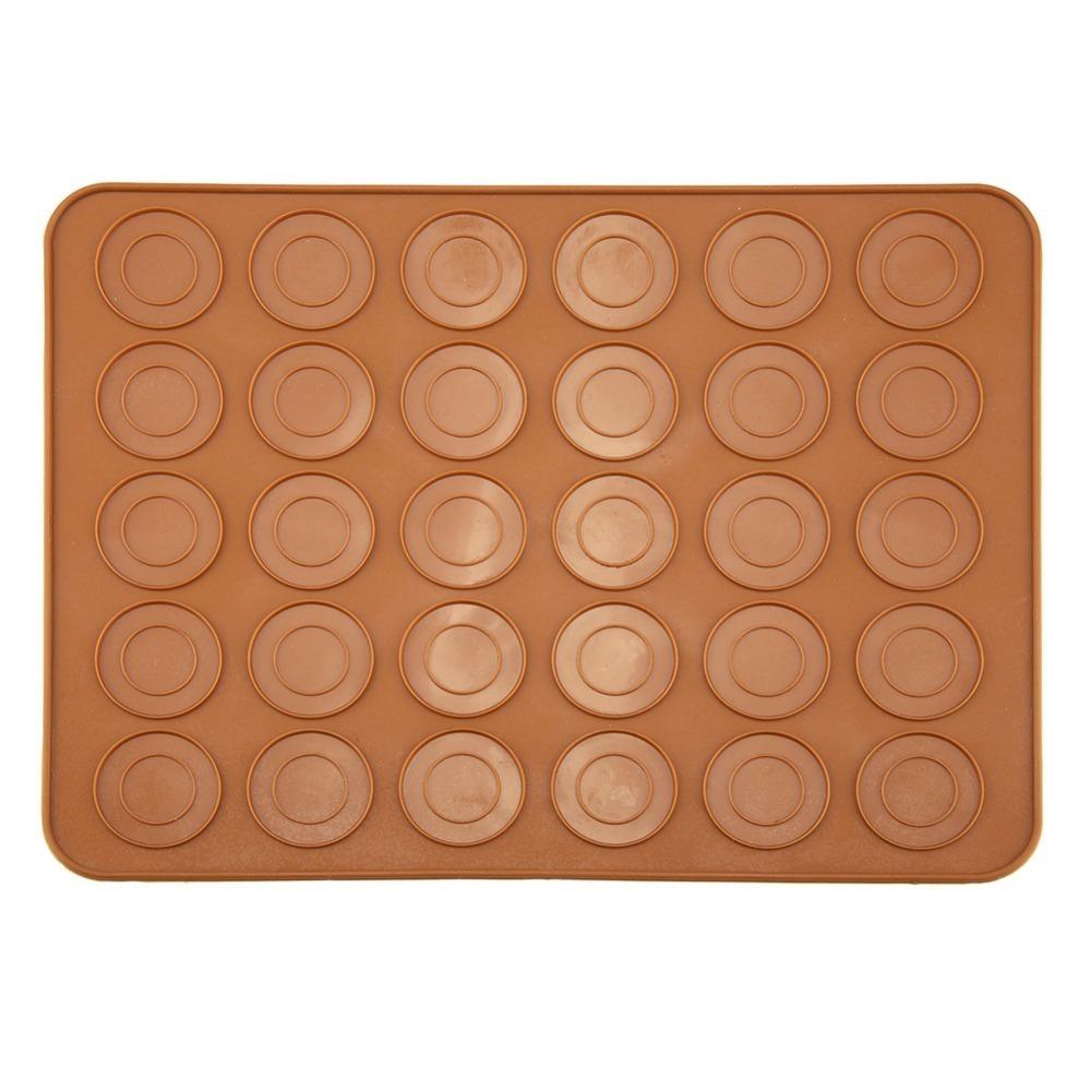 30 Hole Macaron Baking Mat Food Grade Silicone Dishwasher Safe Silicone Pastry Mold Oven Safe Flexible Round Cookie Sheet