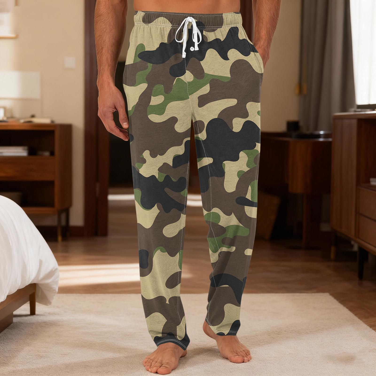 

Men s Plain Knit Pocket Casual Pants Home Pajama Pants XL