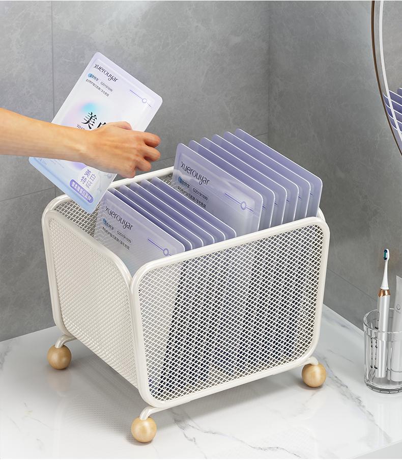 Wrought Iron Desktop Storage Basket for Office and Dorm - Large Capacity for Cosmetics, Sundries, and Masks