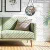 2D Flat, 1pc Butterflies & Flowers Round 7.87in Glass Suncatcher, Colorful Butterflies & Flowers Print Window Hanging Ornament, Vibrant Nature Home