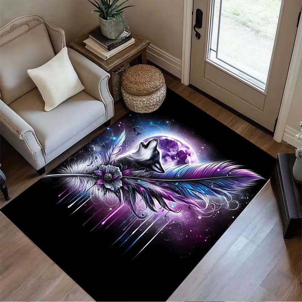 1pc Wolf Pack Forest Design Home Carpet Non-slip Office Decor Gift Living Room Bedroom