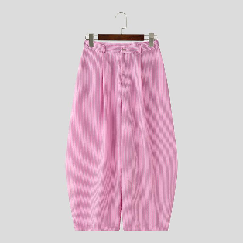 

INCERUN Мужские брюки на молнии с полосатым поясом, свободные, повседневные, широкие, длинные S