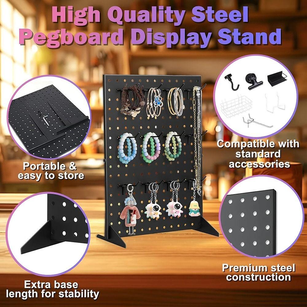 1Set Metal Perforated Panel Jewelry Display Rack with 12 Hooks Nail Board New Display Shelves