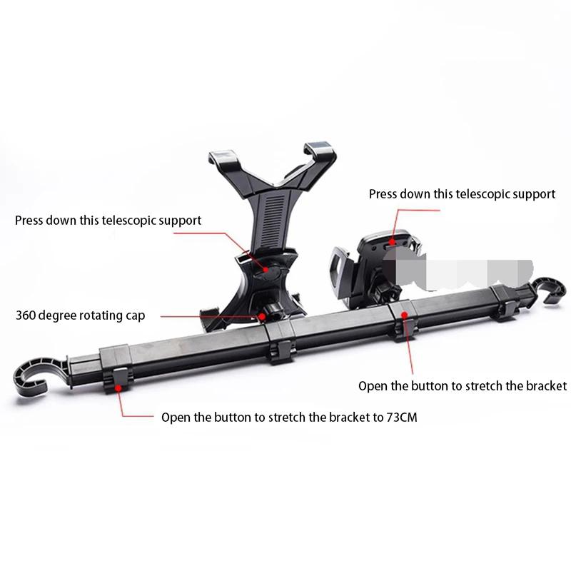 Car Tablet Phone Holder Stand Bracket 2 in 1 Car Truck Back Seat Headrest Phone Mount Holder for iPad Rear Seat Universal