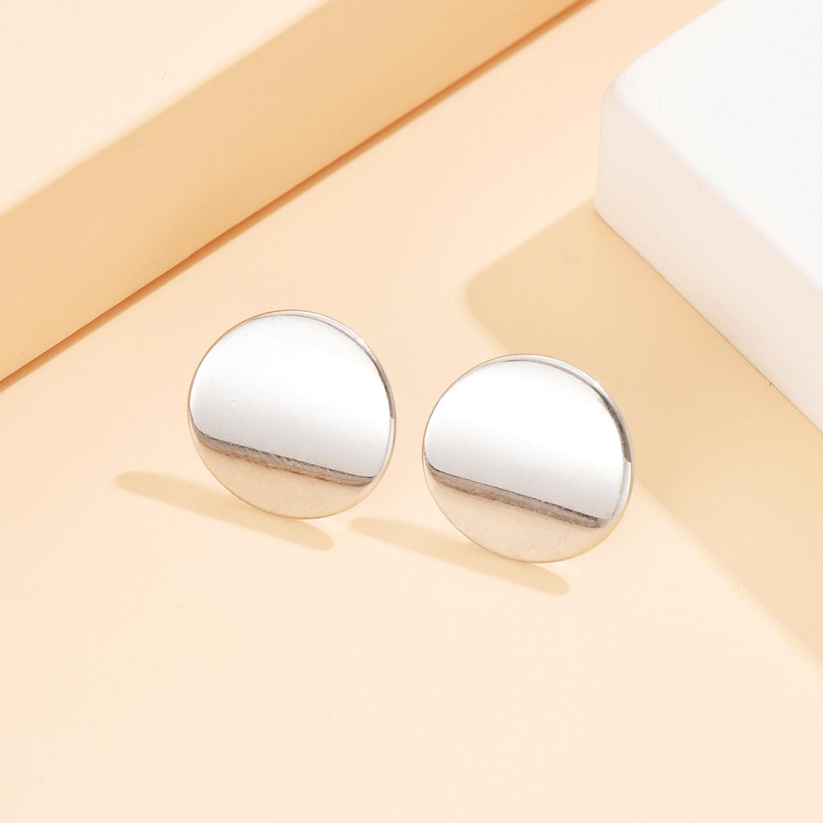 Geometric Round Stainless Steel Earrings with 18K Gold Plating
