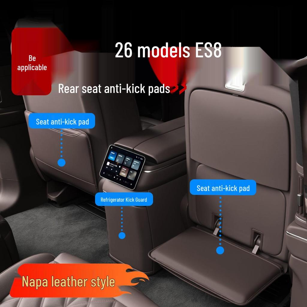 Nio ES8 Rear Seat Kick Mats - Second Row Leather Backrest Protectors for Car Interior Decoration.
