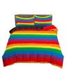 Three-Piece 3D Digital Printing Rainbow Color Striped Quilt Set Three-Piece Bedding