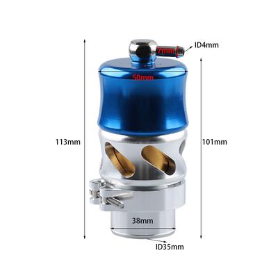 38mm Aluminum Blow Off Valve for Turbocharger System 20 PSI Boost Intercooler Compatible Black/Blue High Quality Standard