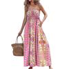 Women's  Summer Fashion Printed Backless Strapless Maxi Suspender Dress for Vacation