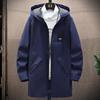 Frühlingswindjacke Lässig Locker Herren Trend Lang Hochwertig Klassische Mode Kapuzenmantel Übergröße