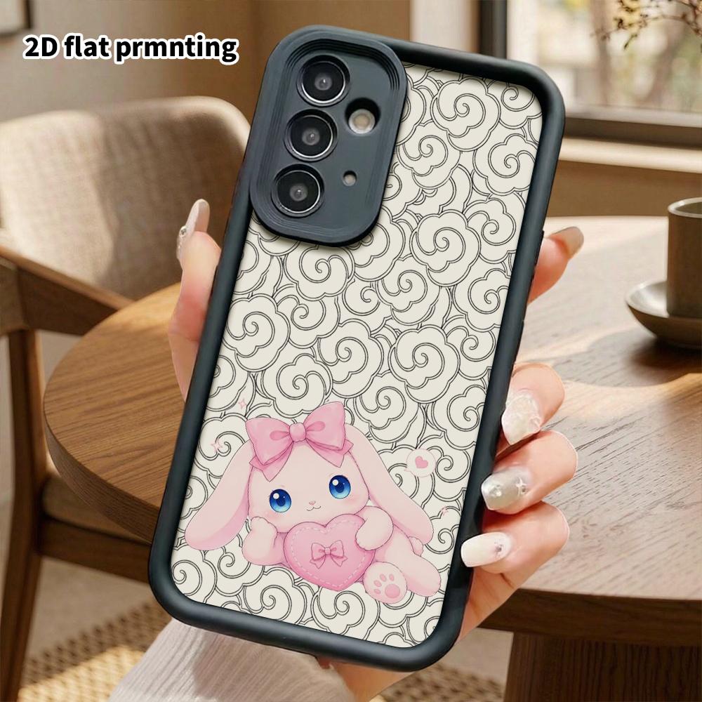 Phone Case: 2D Flat Samsung Galaxy A34 A35 M05 M06 S20 S22 S21 FE Plus 5G Protective Case, Pink Lop-Eared Bunny, Christmas and Halloween Gifts
