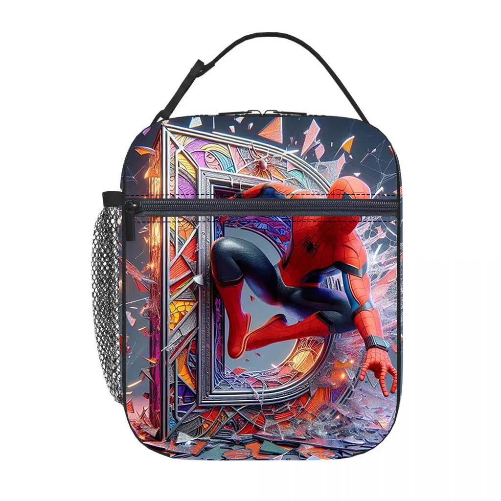 Spider-Man Cartoon Anime Lunch Bento Bag Children'S Fully Printed 3D Digital Insulation Bag Portable Outdoor Picnic Bag