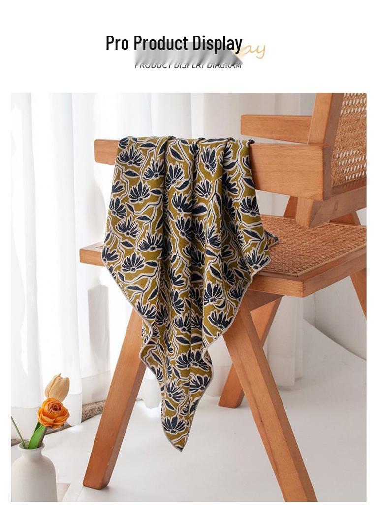 Women's Elegant Silk Wool Scarf: 2025 Autumn/Winter Double-Sided Print, Sun Protection, and Warmth