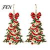 Holiday Party Jewelry Christmas 2D Acrylic Earrings, Colorful Tree Dangle Earrings with Bow Decorative Decor, Lightweight Drop Jewelry, Decorations