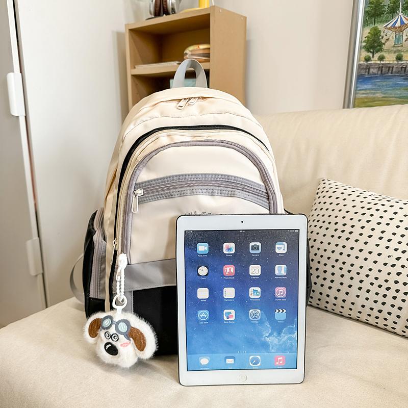 Color Block Backpack Women College Style Schoolbag Junior High School Student Backpack