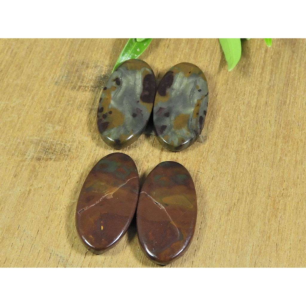 61Cts. Natural Bloodstone Jasper Matched Pair Oval Gemstone 2Pair Lot B-172