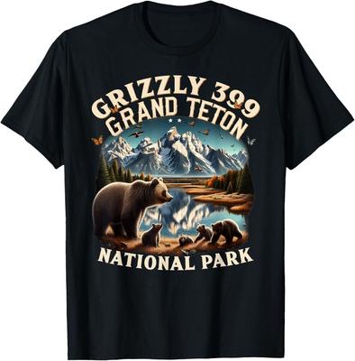 Retro Wild and Free Grand Teton Nationalpark Grizzly 399 Bär T-Shirt