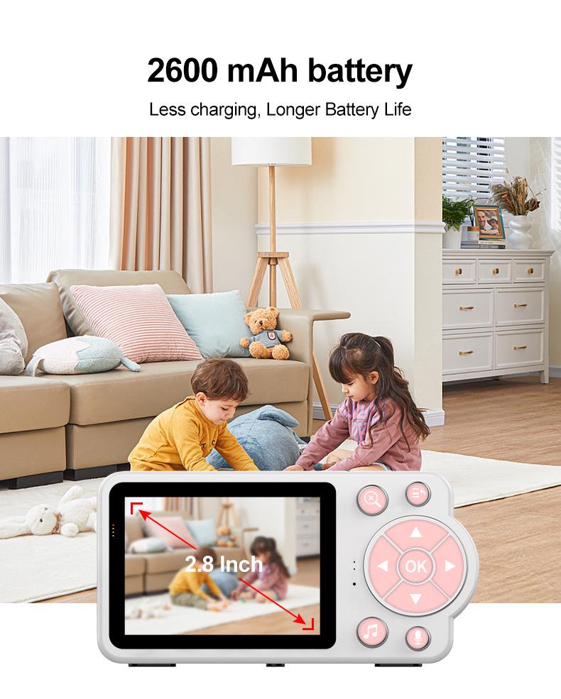 2.8" Baby Monitor: Color Screen, Temperature & Cry Detection, Voice Intercom