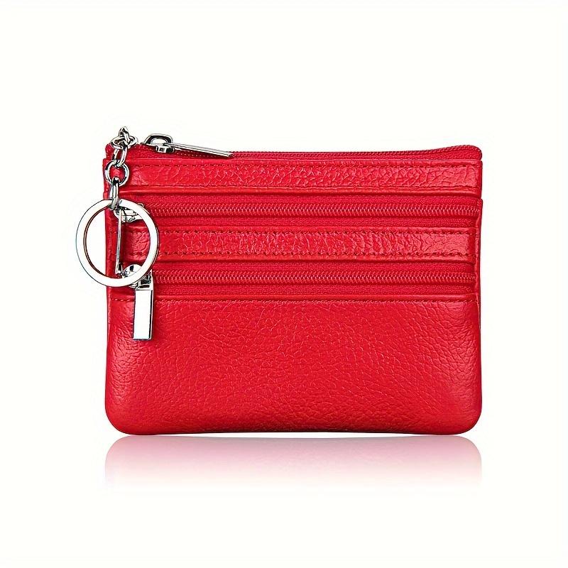 Porte-monnaie en cuir véritable pour femme, Mini pochette en peau de vache, Mini portefeuille avec chaîne