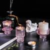 Clear Small Glass Candle Holder for Dining Table - Transparent Desktop Centerpiece Decor, Modern Table Design Candlesticks