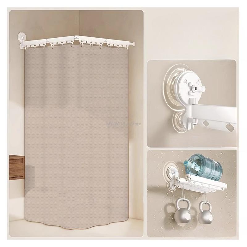 Foldable Shower Curtain Waterproof Bath Room Partition Shower Wet And Dry Separation Suction Cup Bathroom Decor