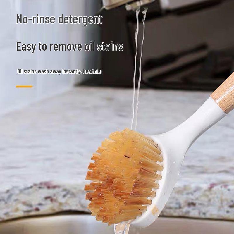 Wooden Long Handle Dish Brush - Multifunctional Non-Stick Oil Cleaning Brush