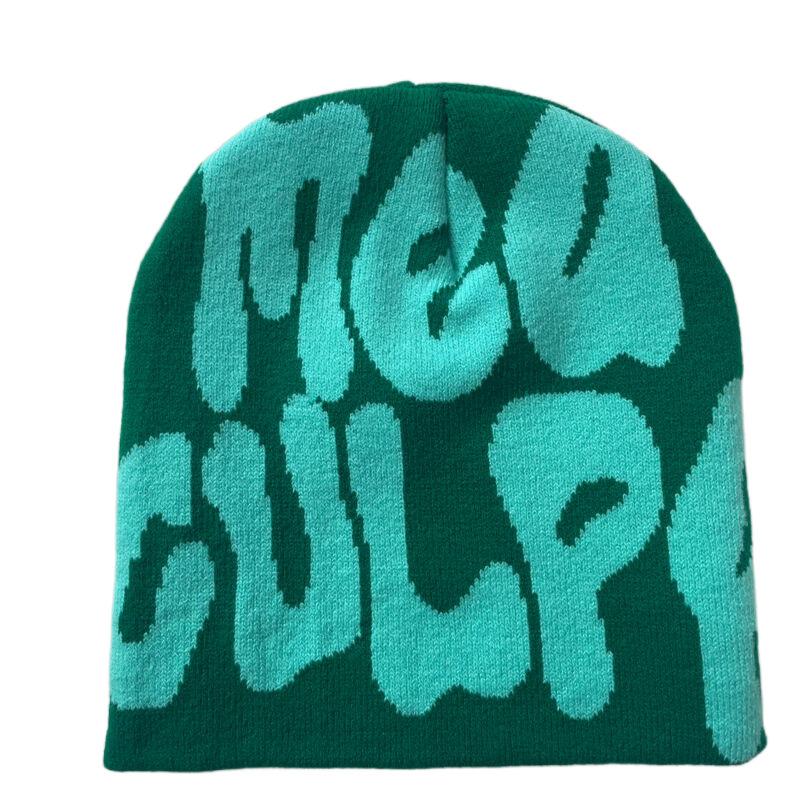 Hot Sell Customized  Adult Fashion Printing Soft Winter Hat Knitted With Letters for Men and Women