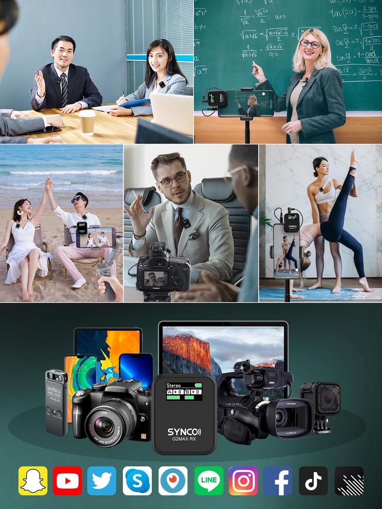 Wireless Pin SYNCO MAX 8GB Internal Noise Volume for YouTube Video Live and Online Compatible with SLR and Microphone, G2(A2) Memory, Cancellation,