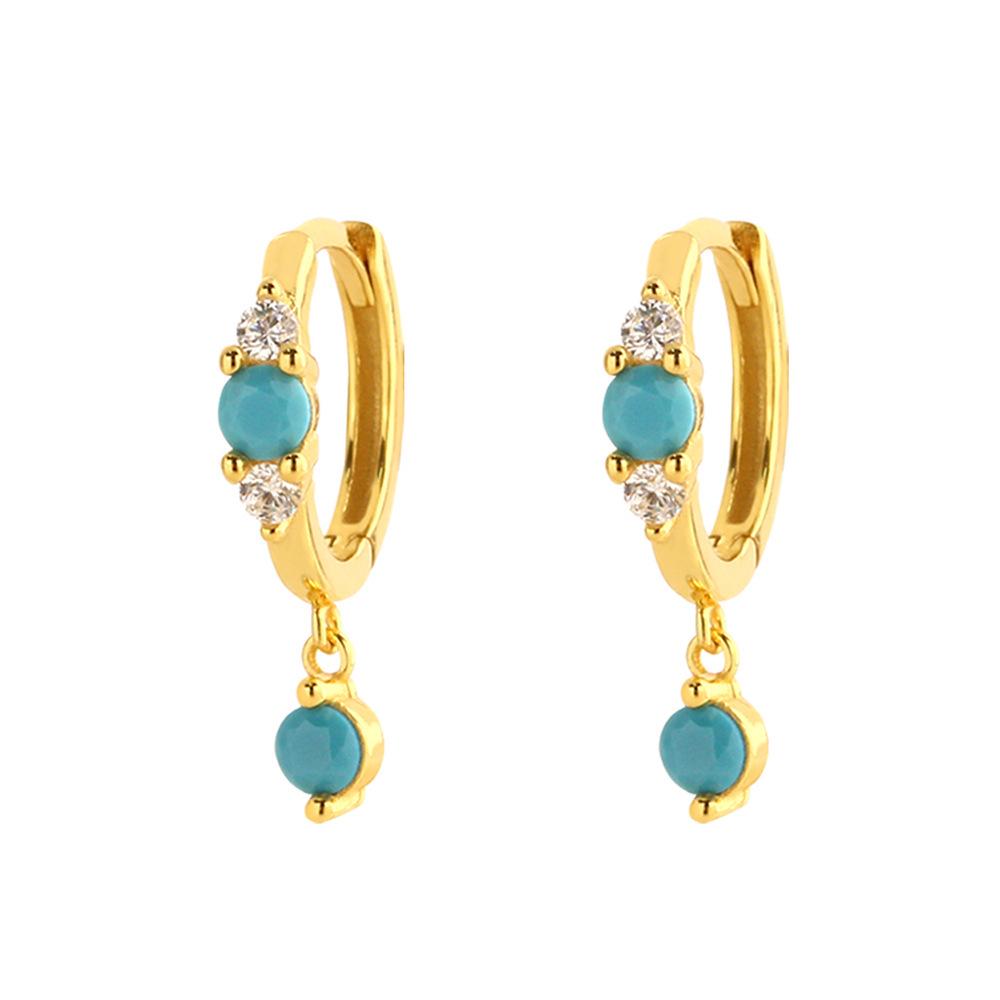 Elegant S925 Silver Turquoise Butterfly Studs & Four-Leaf Clover Earrings for Women