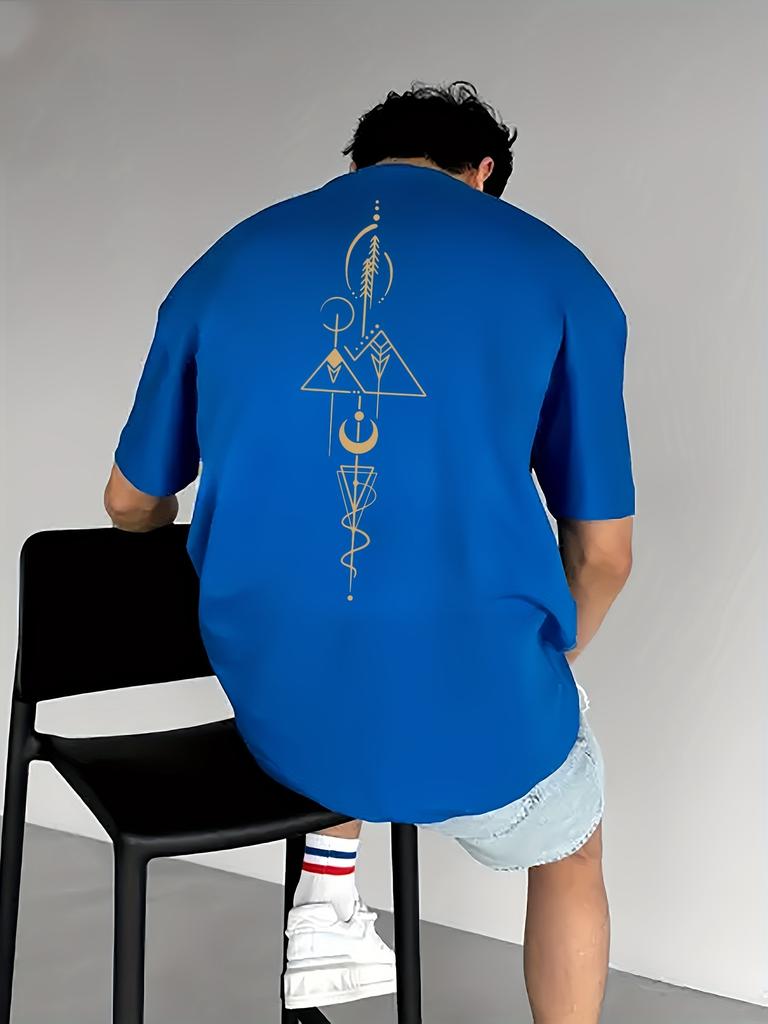 Unique Geometric Print 100 Cotton Men Woment Tshirt Summer Autumn Daily Outdoor Sports Party Casual Loose Street Short Sleeve