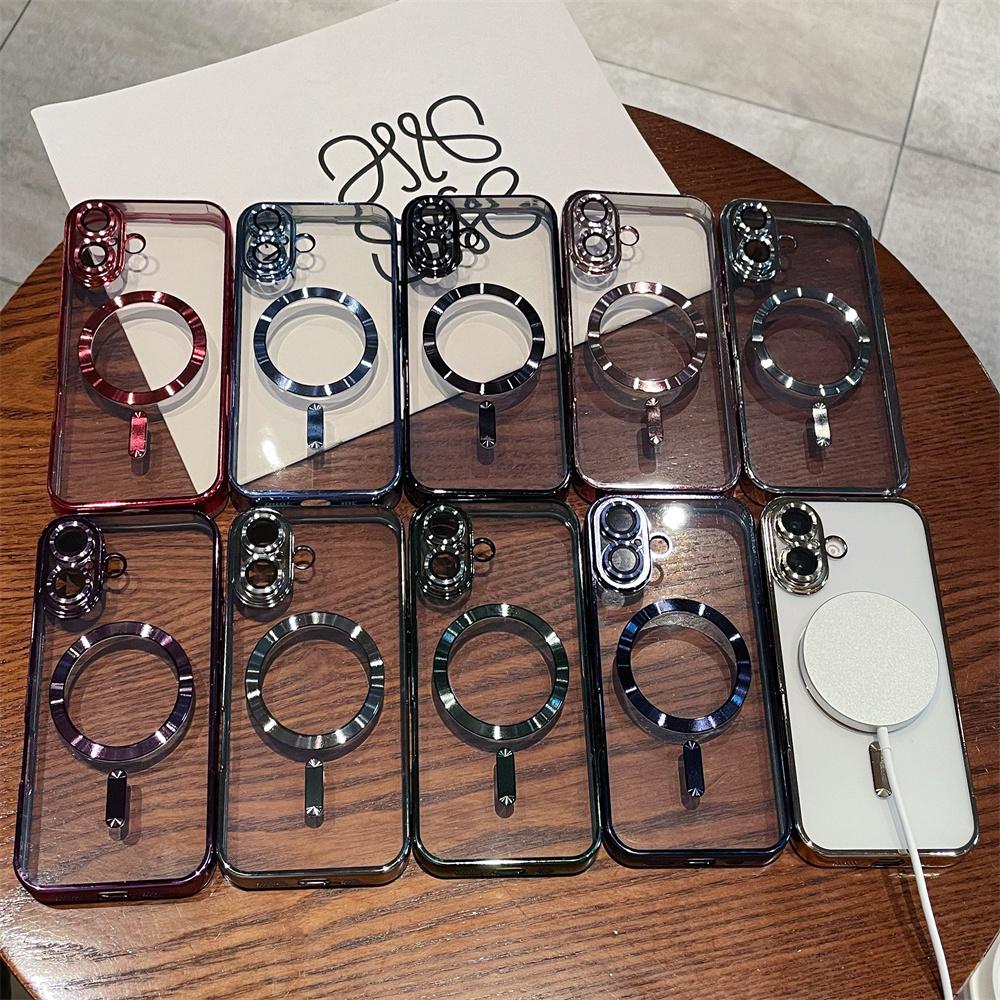 Luxury Clear Plating Magnetic Phone Case for Samsung Galaxy S26 S25 S24 S23 FE S22 S21 Plus 20 Ultra A55 A35 A15 A05 Cover