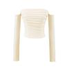American Spicy Girl One-Shoulder Long Sleeve Pleated Crop Top - Women's Spring/Autumn Sexy Base Layer