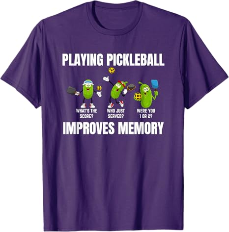 Pickleball Improves Memory Saying Tee Pickleball Jersey TShirt Novelty Gift Short Sleeve Blouses Kids Fashion Sports Outfit
