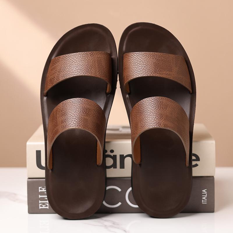 Fashion Stylish Summer Beach Slippers Men Double Buckle Slip-On Sandals Nonslip Male Half Drag Leisure Walk Slides Men Wading Aqua Shoes