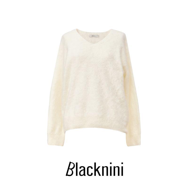 

Blacknini Yin Huafu/Brushed Cashmere Sweater Luxury 1oo% Hanshan White Velvet High Heattech Soft Glutinous Knitwear White 100% Cashmere S