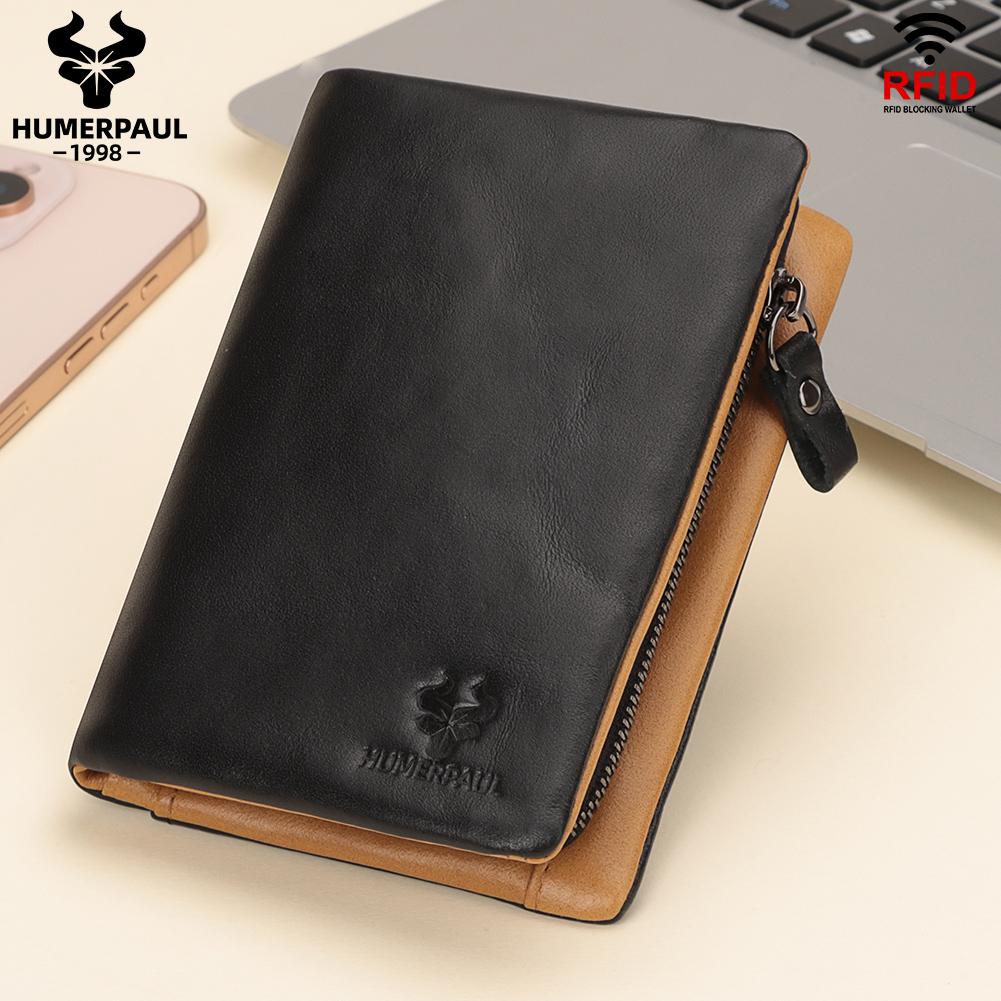 Humerpaul Ladies Wallet First Layer Cowhide Wallet Multi-card Slot Coin Purse with Photo Window Card Holder