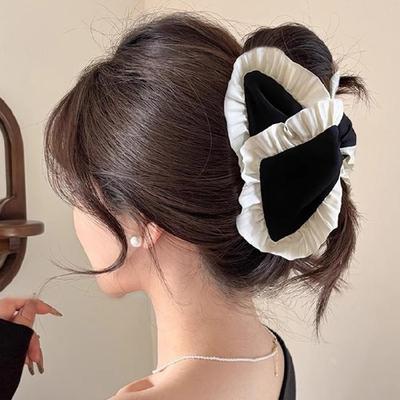 Popular Hair Claw Styling Accessory Large Bowknot Hair Grip Strong Ponytail Holder For Parties Workout Formal Occasion