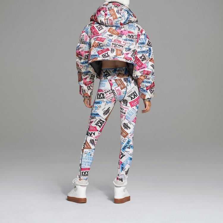 Adidas Originals Trefoil X Ivy Park Co-Branded Allover Logo Print Hooded Down Jacket Unisex Outerwear Multicolor H18992