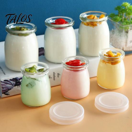 Talos 4PCS Pudding Jars with Lid, Food Grade Glass Airtight Mason Jars, DIY Favorite Flavors Containers, for Yogurt Parfait Candy Storage
