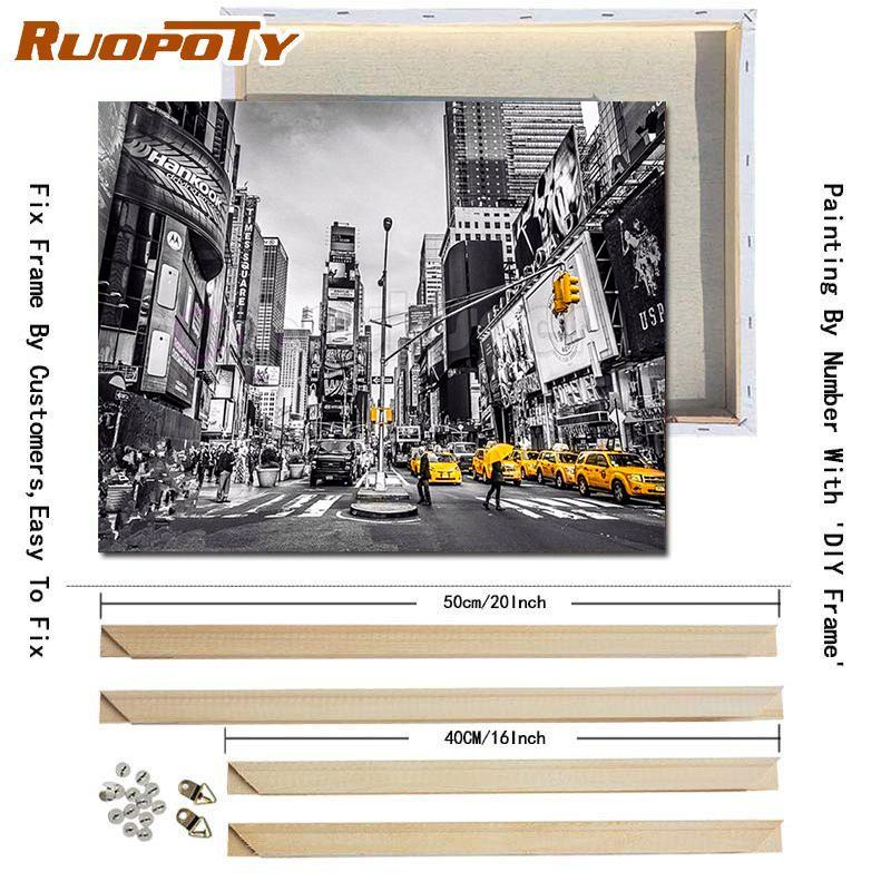 RUOPOTY DIY Digital Photo Frame Black and White Scenery Unique Gift Acrylic Oil Painting Digital Character Wall Art